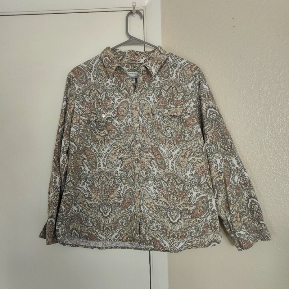 Croft and Barrow Corderoy button down top Size petite XL